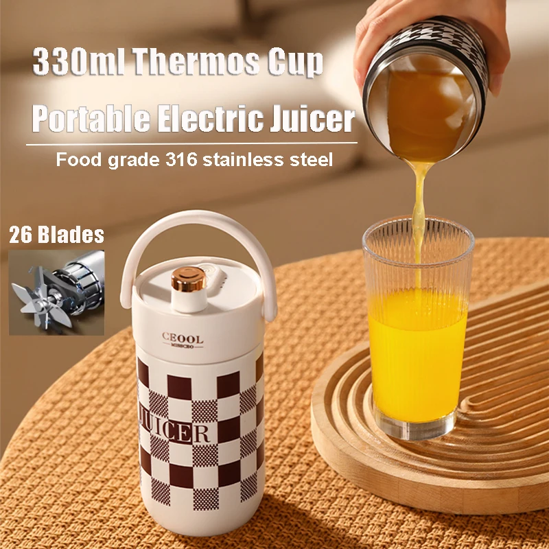 

Multifunction Juicers Portable Electric 26 Blades Juicer 316 Stainless Steel Thermos Cup Blender Juicer Automatic Juice Maker