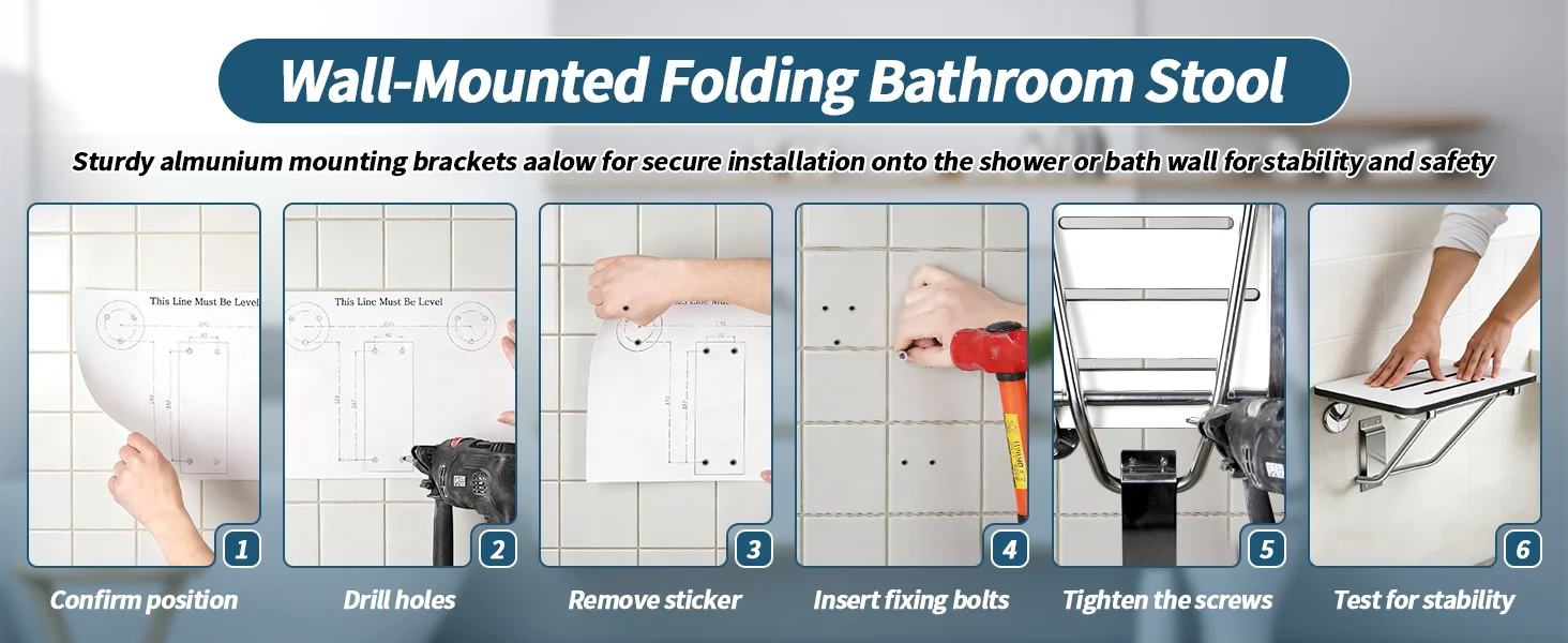 Wall-Mounted Folding Bathroom Stool