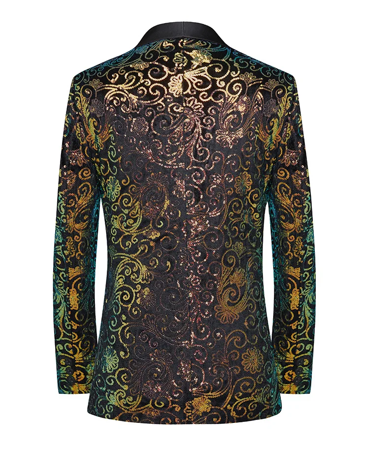 عالية الجودة الرجال المخملية الترتر الحلل شال طوق سليم صالح الذكور المغني المضيف مساء حفلة المرحلة الأزرق الأزهار دعوى سترة