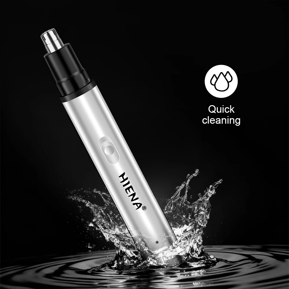 ماكينة تشذيب شعر الأنف مدمجة ومحمولة 360 درجة °   شفرة دوارة لإزالة الشعر القوية بمنفذ شحن USB