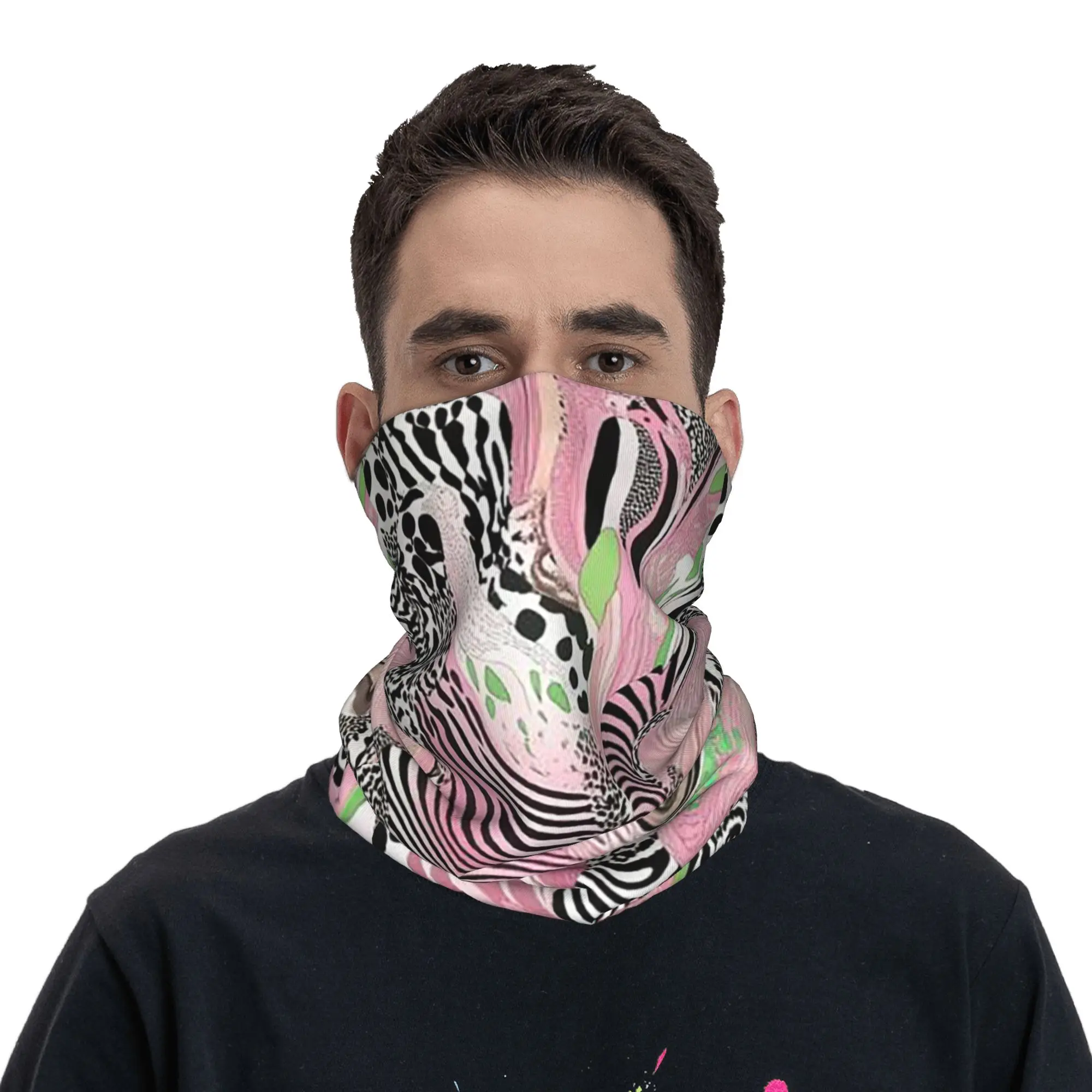 

Bold Zebra and Leopard Print Bandana Neck Gaiter Printed Mask Scarf Balaclava Riding for Men Women Adult All Season