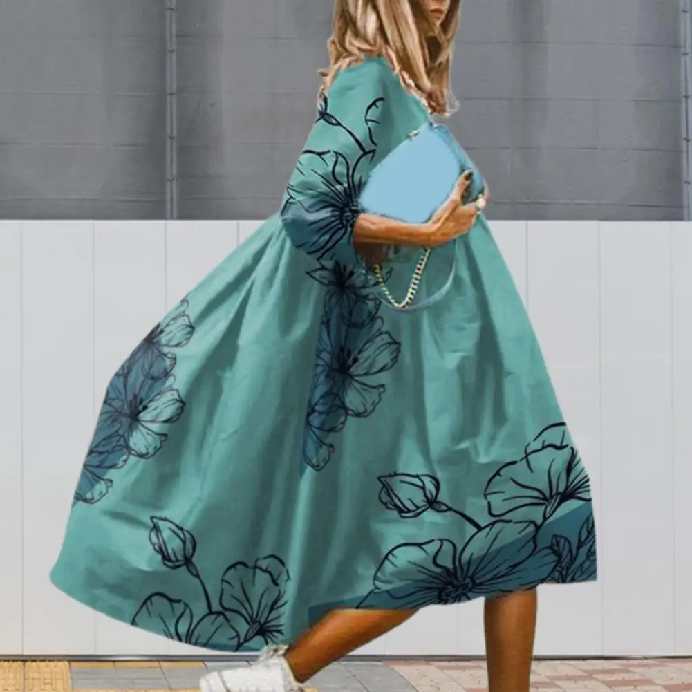 Стильное длинное платье с широким подолом, удобное крутое повседневное пляжное платье Бохо с коротким рукавом, яркие цвета