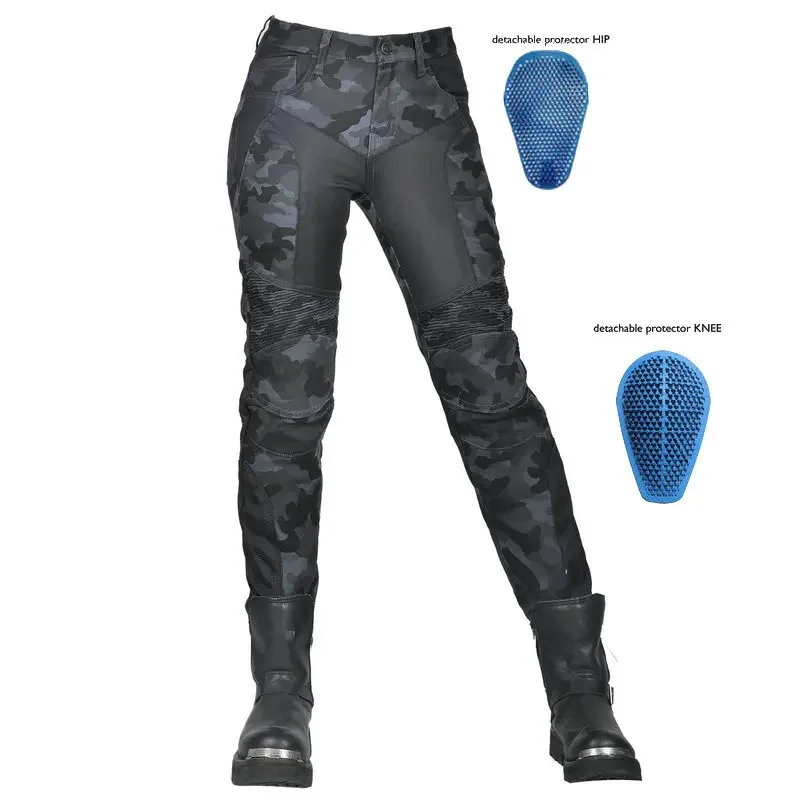 

LOONG BIKER Motorcycle Pants Women's Summer Camo Slim Fit Anti-drop Motorcycle Jeans Motorcycle Breathable Riding Pants