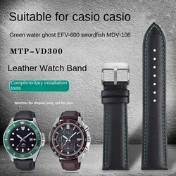 Leather strap bracelet 20mm strap for Casio EFR-539 EFR 303 bands Green Water Ghost EFV-600 MDV-106 MTP-VD01 watchband 18mm 22mm