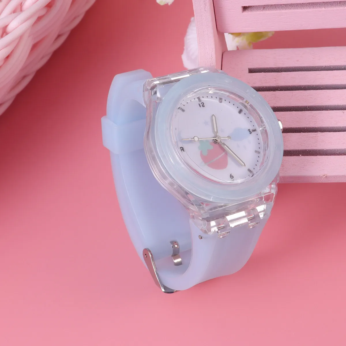 Pink Watermelon Luminous Kids Watch Cartoon Creative Plastic Glow Comfortable Child Watch Suitable Kids Birthday Souvenirs