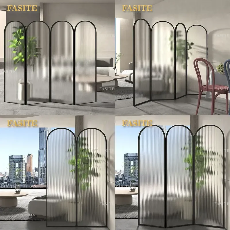 For Creative Changhong Glass Folding Screen Movable Partition for Entryway Restaurant Living Room Office Door Blocking