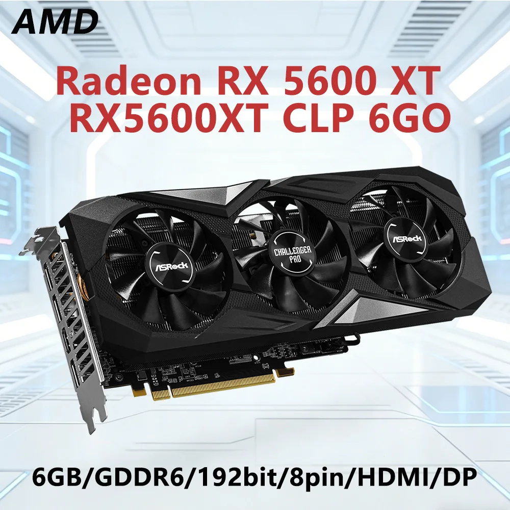 

Видеокарта ASROCK AMD Radeon RX 5600 XT GPU RX5600XT CHALLENGER PRO 6G OC 6GB GDDR6 192bit для PCI-E HDMI DP с 8-контактным разъемом питания 550W