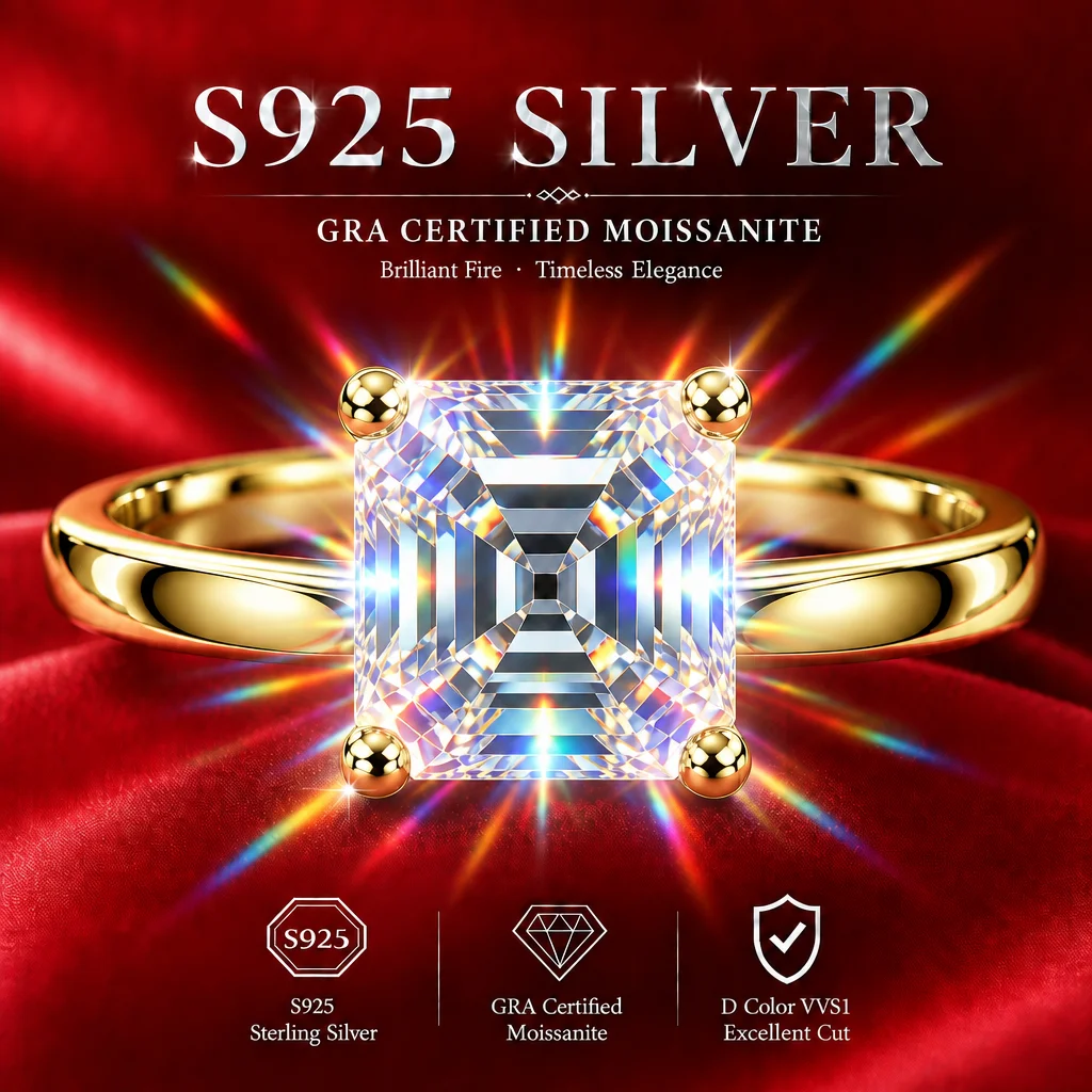 18k Vergoldete Moissanit-Ringe mit GRA-Zertifikat, Funkelndes Marquise-Design, S925 Sterling Silber für Damenringe – Detail 11