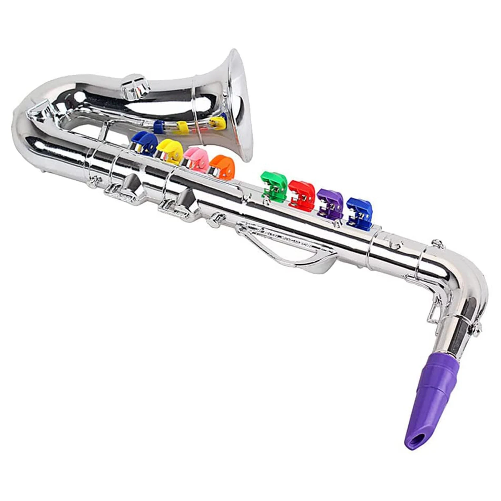 Saxofón de 8 teclas de colores, accesorios de simulación metálicos, Mini instrumentos de viento musicales para niños, juguete de cumpleaños dorado