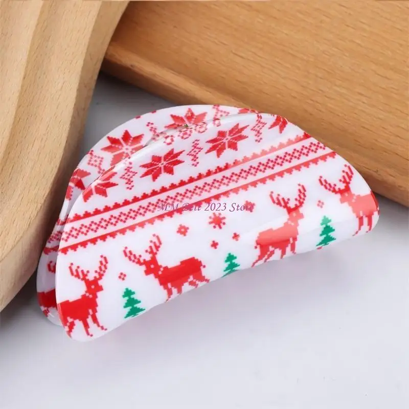 

49ME Christmas Hair Claw Clip Reindeer Hair Catch Barrettes Hair Jaw Clip