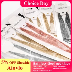 Cadena de eslabones de acero inoxidable para mujer, collar largo cubano con forma de O, chapado en oro, PVD, 10 piezas, venta al por mayor