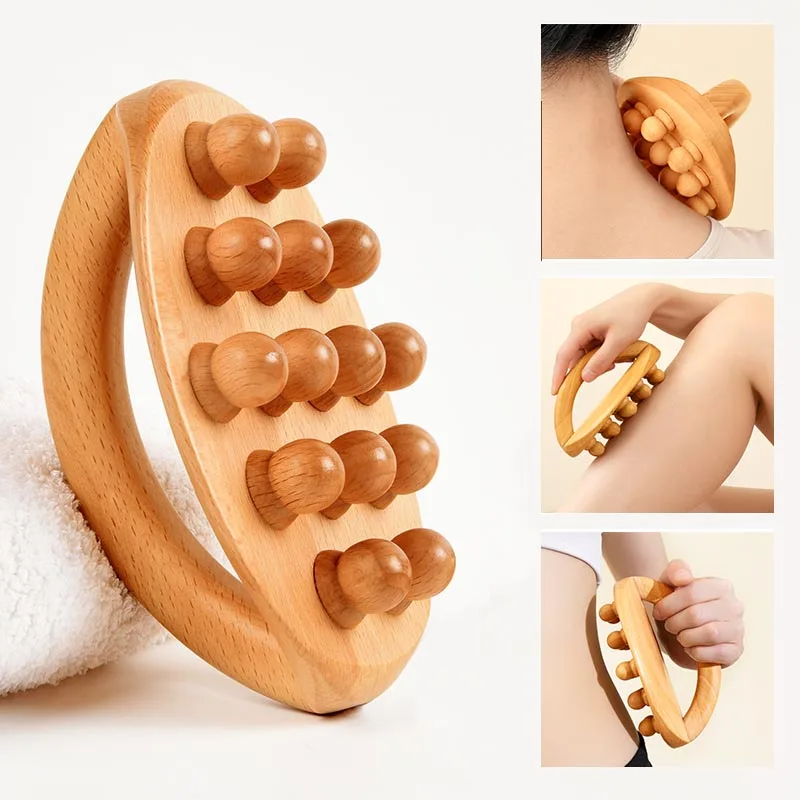 

Wooden Massage Tool,14 Beads Wood Gua Sha Massage Waist Leg Body Meridian Scraping,SPA Therapy Anti Cellulite Relaxation Tool