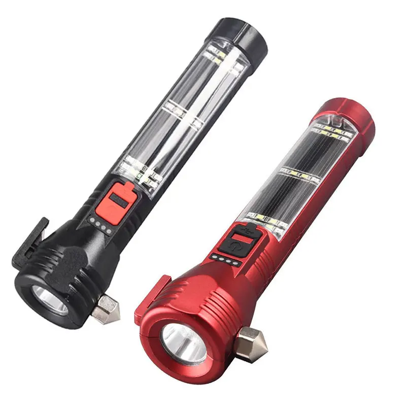 High Brightness Window-Breaking Safety Hammer Emergency Escape Multifunctional Car Flashlight LED Solar Outdoor Emergency Light