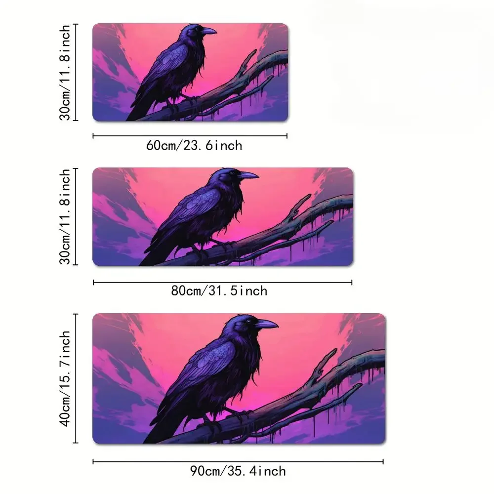 موضوع الغربان في ukiyo-e Mouse Pad Desk Mat حصير الألعاب ملحقات مكتب مطاطية مضادة للانزلاق مناسبة للمكتب والألعاب