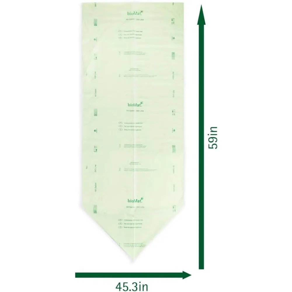 أكياس قمامة قابلة للتحلل سعة 64 جالونًا، عدد 30، كبيرة جدًا لنفايات الطعام، صديقة للبيئة ومعتمدة #2