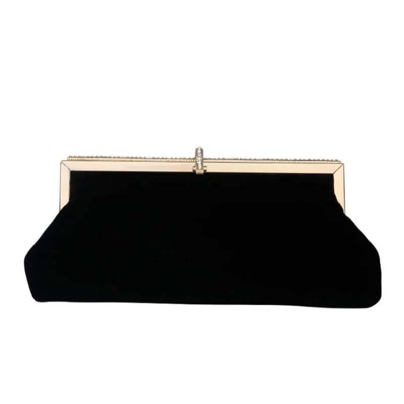 

Retro Black Evening Clutch Bag for rhinestone Party Handbag Purse with E74B