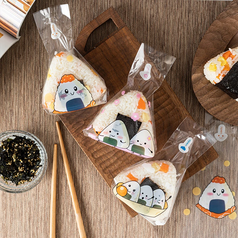 50Pcs Lovely Cartoon For Triangle Rice Ball Packaging Bag Nori Onigiri Sushi Bag Sushi Making Mold Bento Accessories