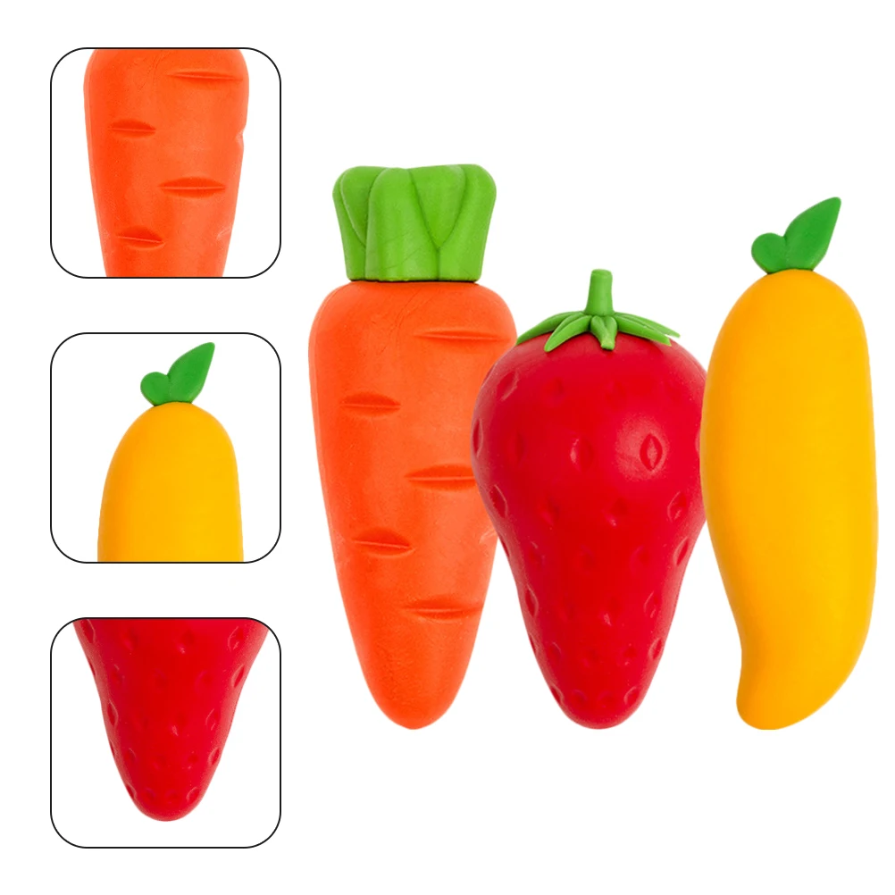 

3 Pcs Fruit Eraser Erasers for Kids Cartoon School Pencil Wear-resistant Mini Tpe Funny Children's Compact Student Portable