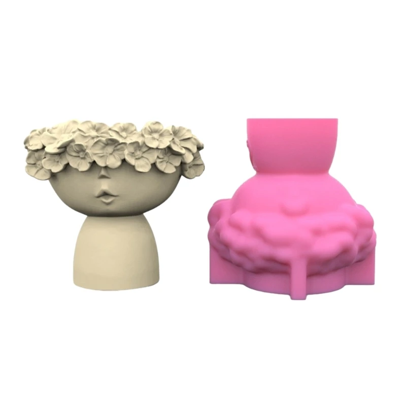 Succulent Flower Pots Mold Little Girl Pen Holder Silicone Mould Concrete Plaster Planter Vase Mold Epoxy Resin Molds Dropship