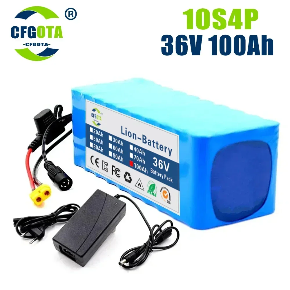 36V battery 10S4P 100Ah battery pack 1000W high-power battery 42V 100Ah BMS/30A fuse+42V 2A charger