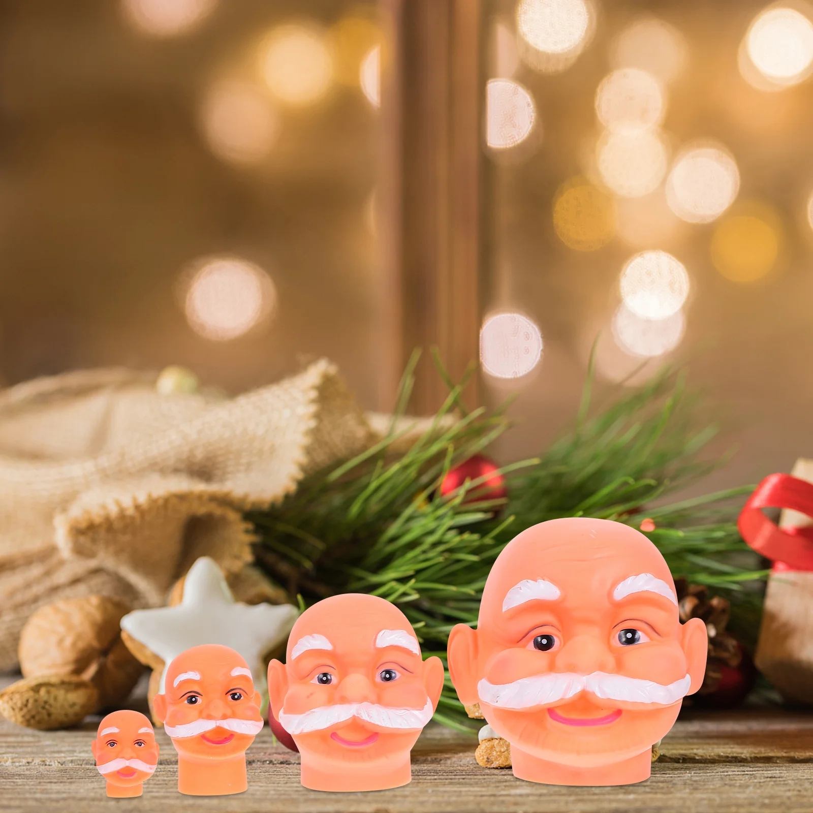 

DIY 3D Santa Head Craft Kit 4pcs Vinyl Ornament Making Supplies for Christmas Table Decor Festive Party Wall Hanging Decoration