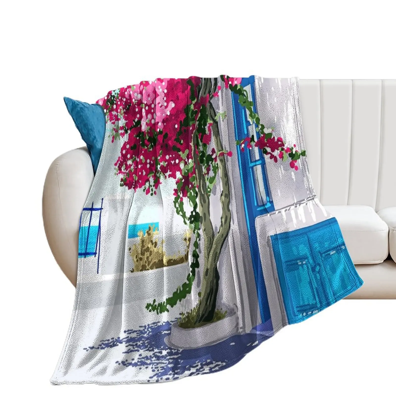 Better days are on their way | Greece Santorini Island Travel | Summer Architecture Positivity Throw Blanket wednesday Blankets