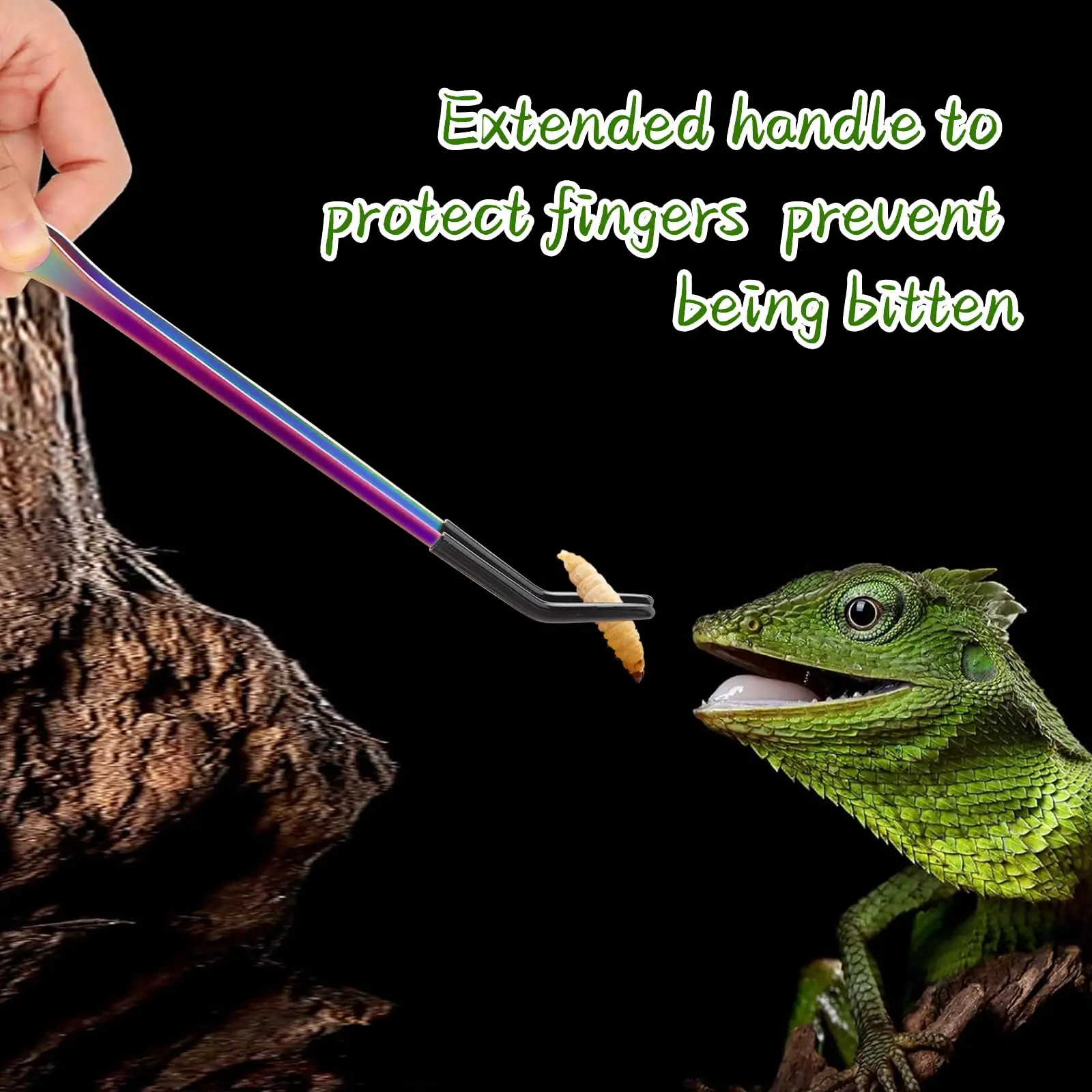 1/2 Stück Edelstahl-Reptilienfutterzange mit Gummispitze – 10,6 Zoll gerade und gebogene Pinzette für Aquarien und Bastelarbeiten – Detail 6