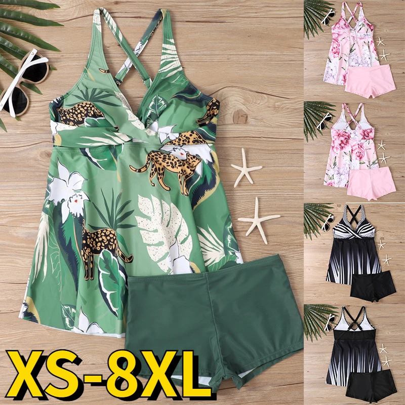 Conjunto de Tankini de cintura alta para mujer, traje de baño Sexy con estampado de animales, Tankini de dos piezas para playa