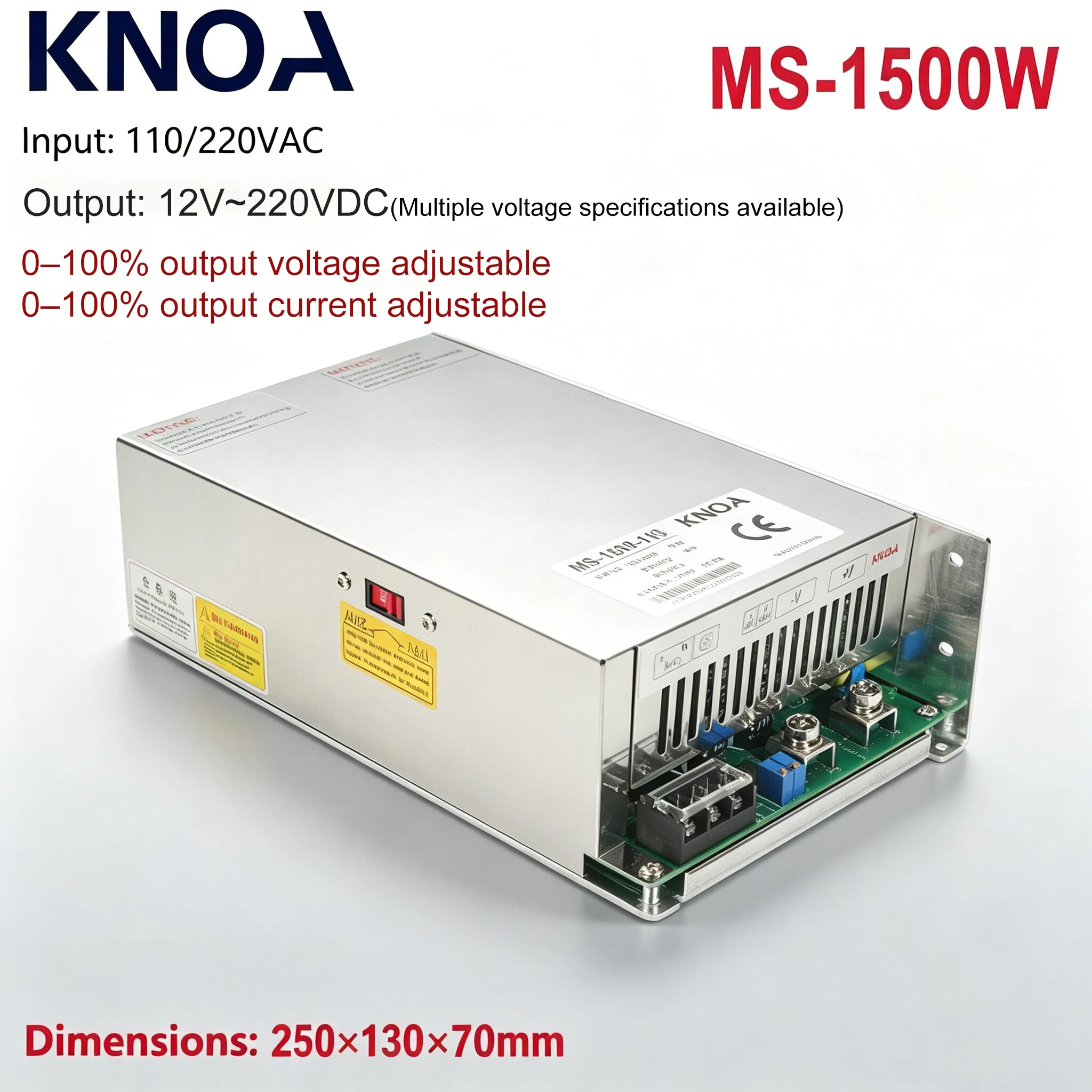1500W Adjustable Switching Power Supply AC To DC 12V 13.8V 15V 27V 30V60V85V90V200V Industrial SMPS for LED Lighting Electronics
