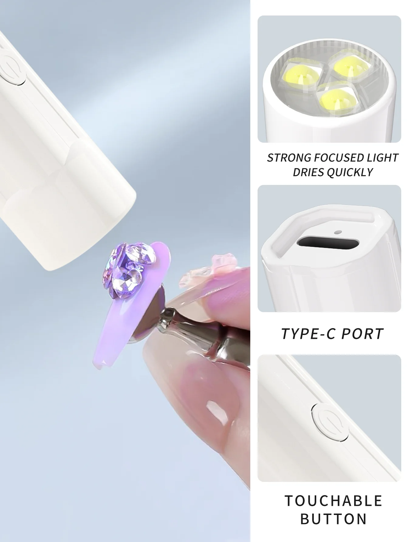 1 قطعة المحمولة مانيكير Led مسمار مصابيح القلم مصابيح مسمار صغيرة للأظافر كاذبة مجفف ضوء آلة تجفيف إصبع واحد لأظافر الأصابع
