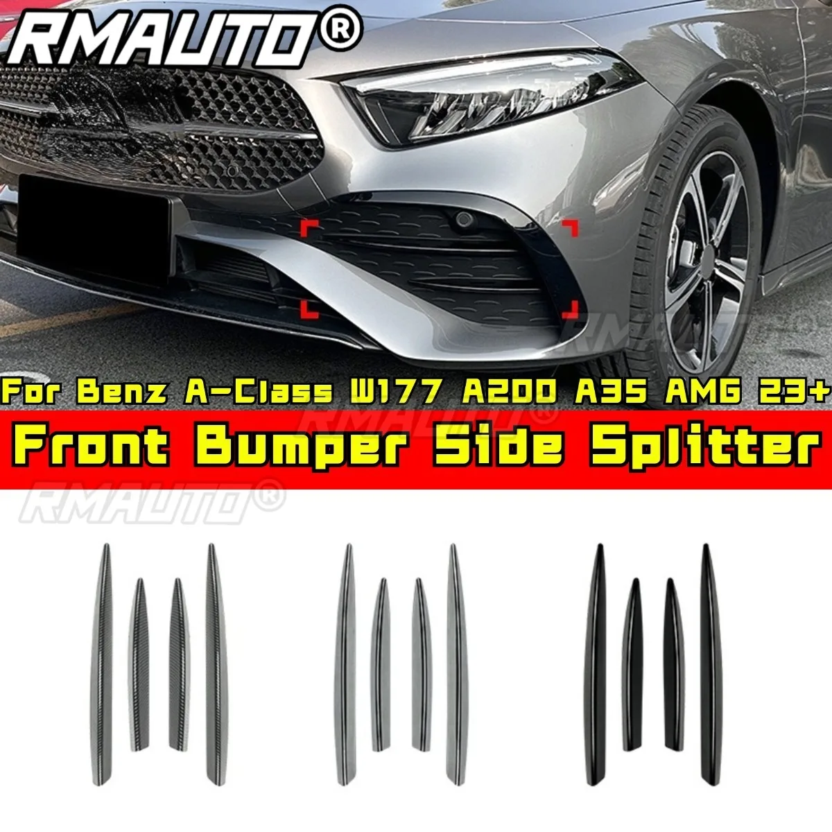 

For Benz A-Class W177 A200 A35 AMG 2023+ Modification Part Front Bumper Side Splitter Tuning Air Blade Tunning Part