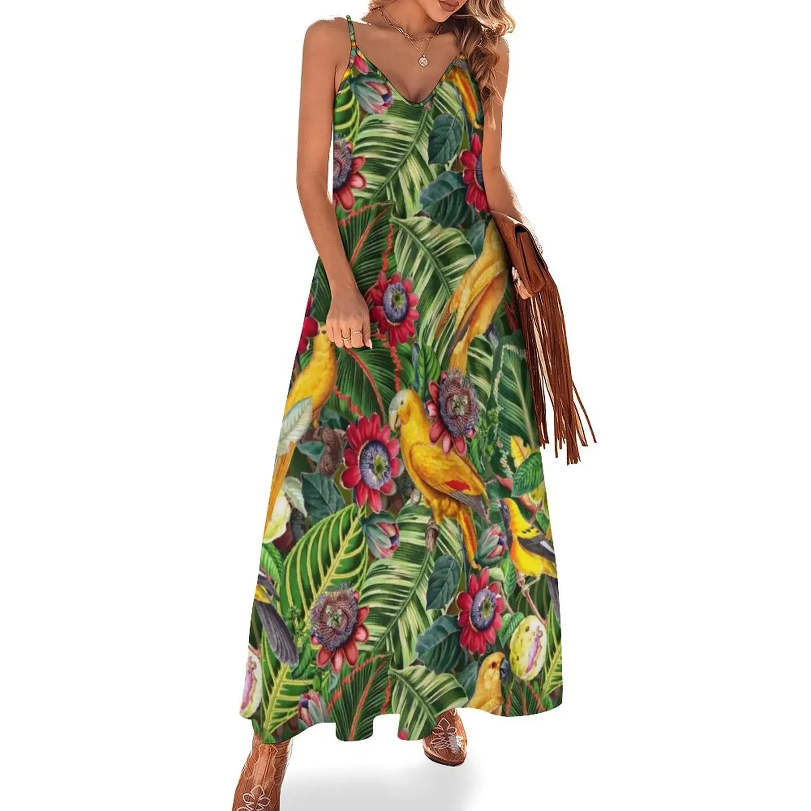 

Vintage Tropical Bird Jungle Garden Sleeveless Dress Dresses elegant women's sets wedding dresses for parties