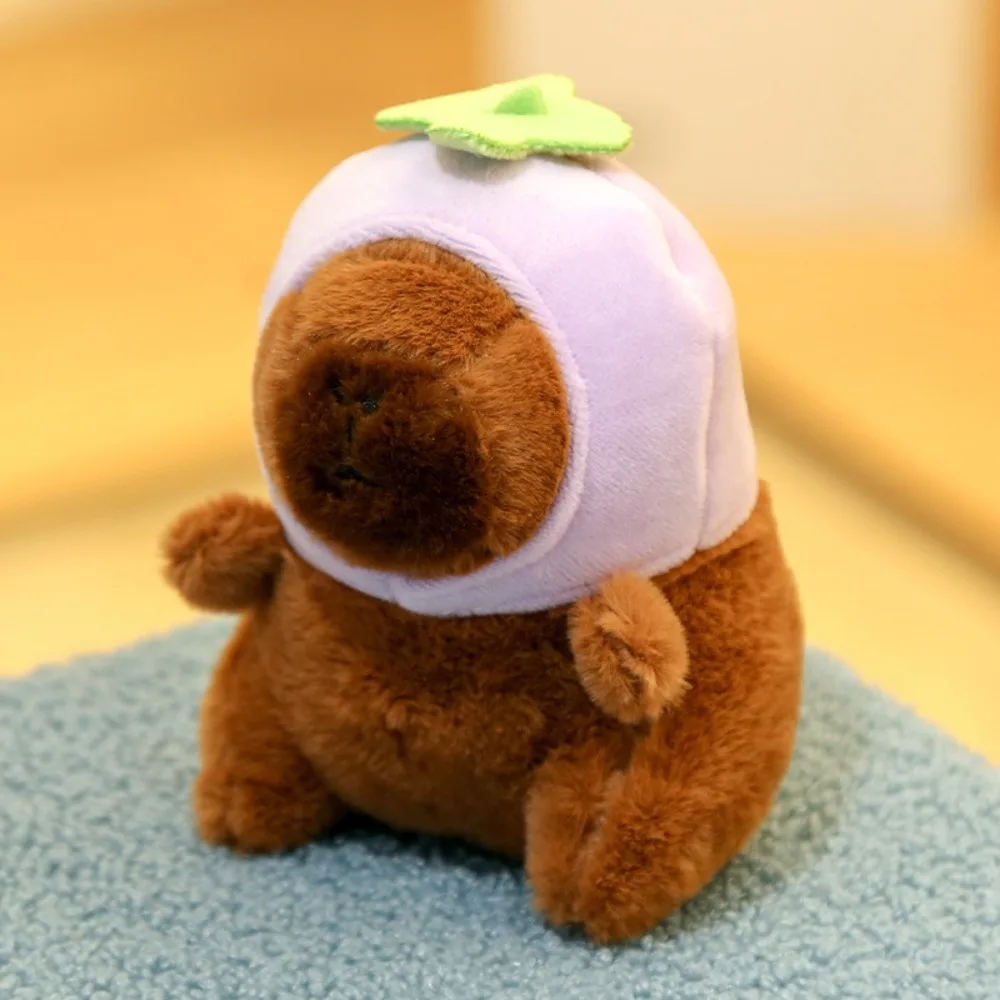 

New Cute Capybara Key Chain Cartoon Bag Accessories CapIbara Keychain with Bee Rabbit Frog Bear Hat Plush Animals Toy for Kids