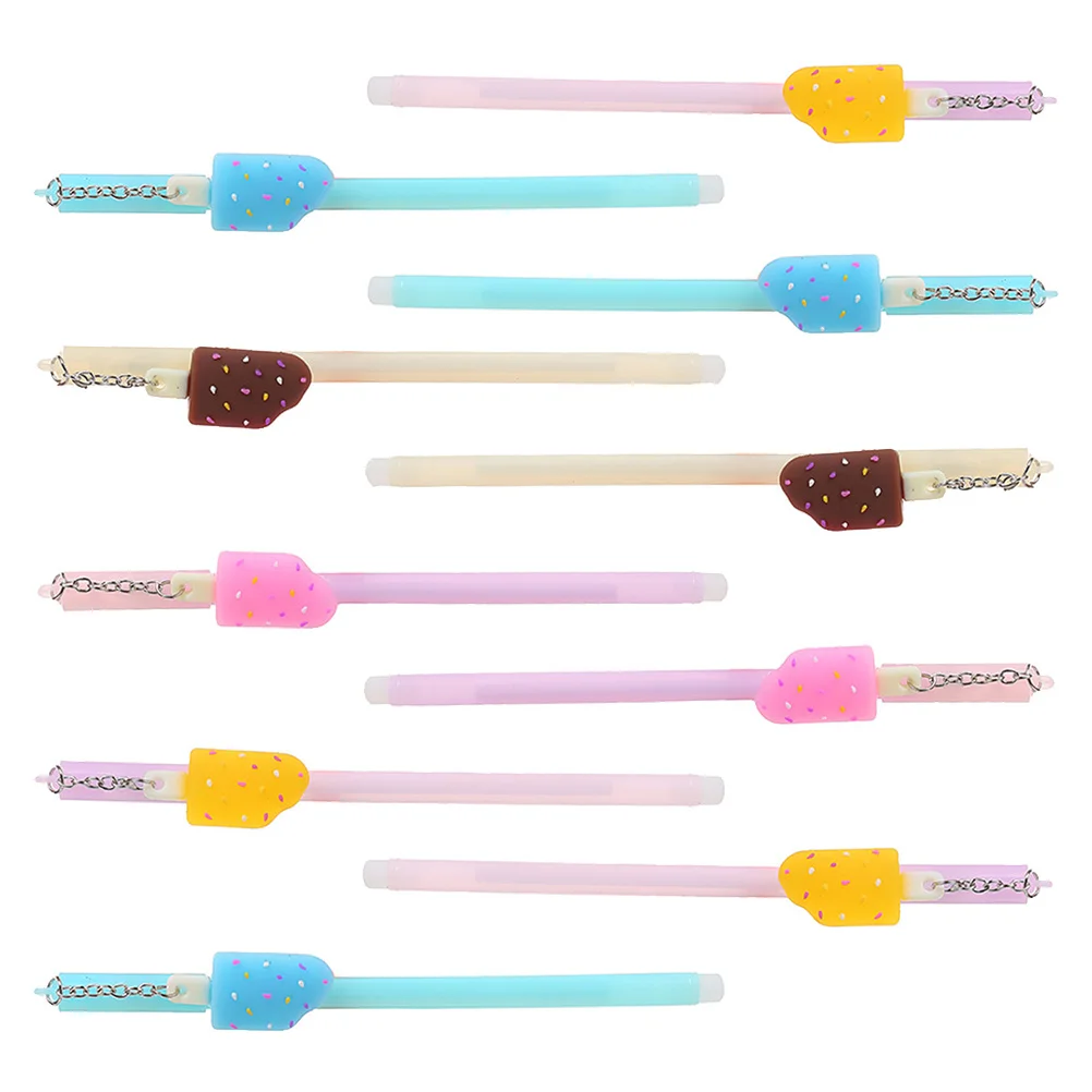 10 pcs Pendant Gel Pens 3D Cartoon Design For Writing Drawing School Office Use Plastic Student Stationery Markers
