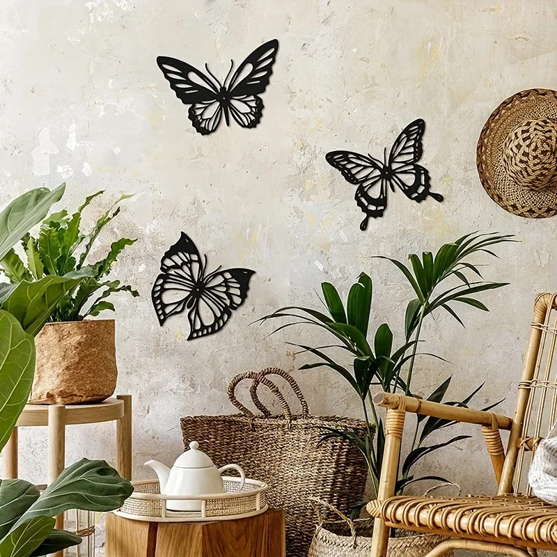 3pcs Butterfly Metal Wall Decor, Dragonfly Hummingbird Butterfly Wall Art Hanging Wall Decor Wall Decor Metal Wall Hanging