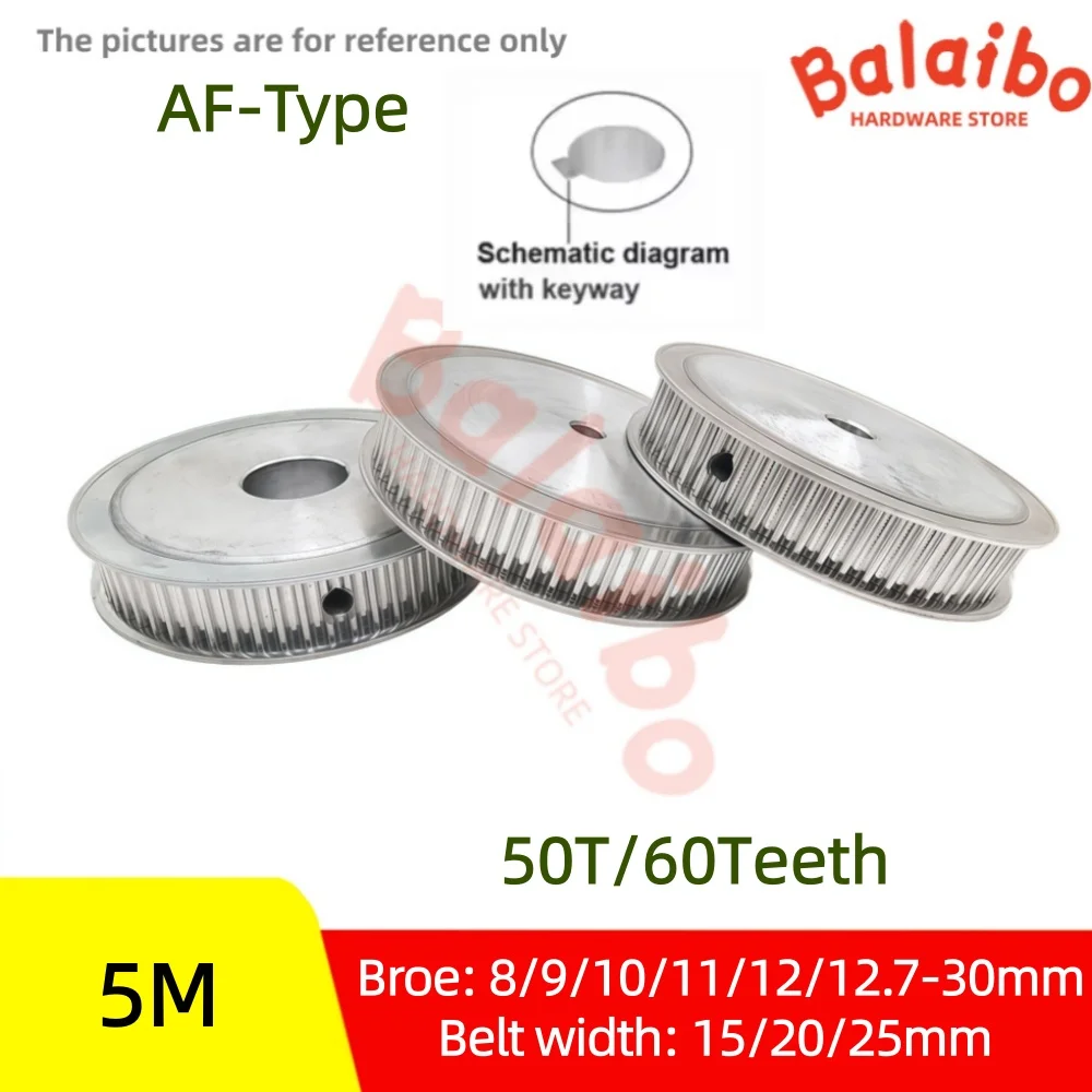 

HTD5M Timing pulley AF-type 50T/60T Bore 8/9/10/11/12/12.7/14/15/16/-30mm Belt Width 15/20/25mm