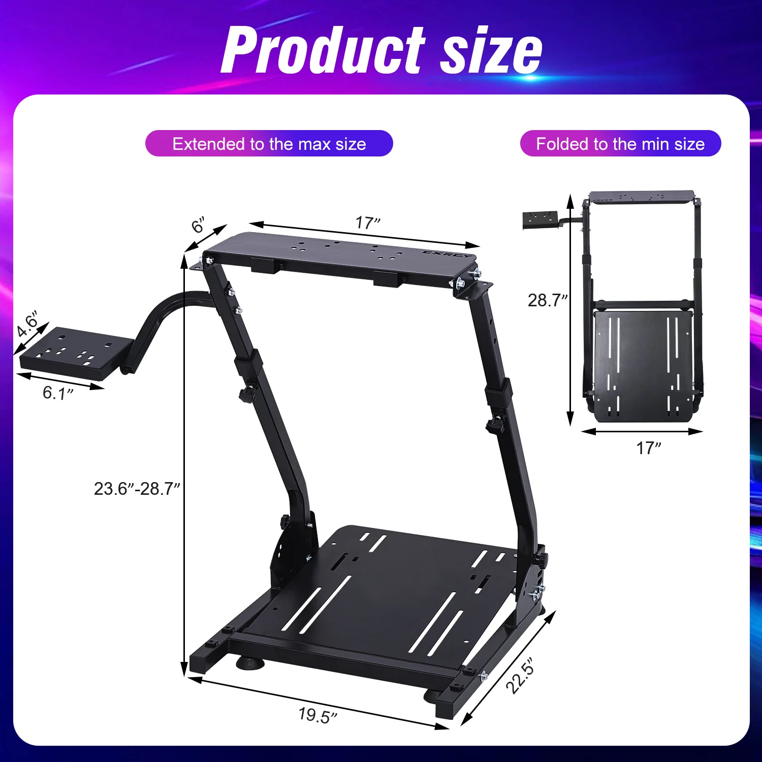 حامل عجلة محاكاة السباق العالمي القابل للتعديل مع هيكل مثلث قابل للطي، عجلة قيادة مريحة للألعاب المدمجة