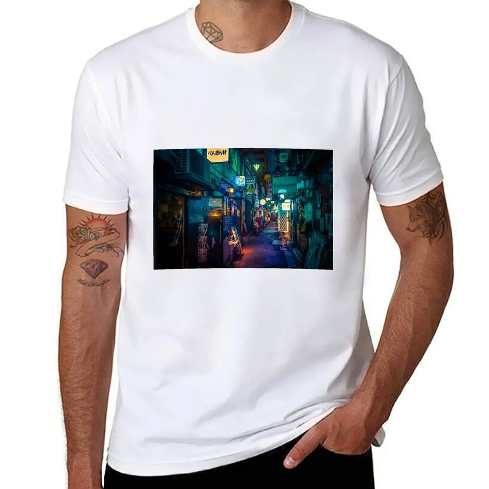 

Back into the Dark- Tokyo Night Photo T-Shirt man t shirt heavy cotton t shirts for man graphic funny T-Shirt