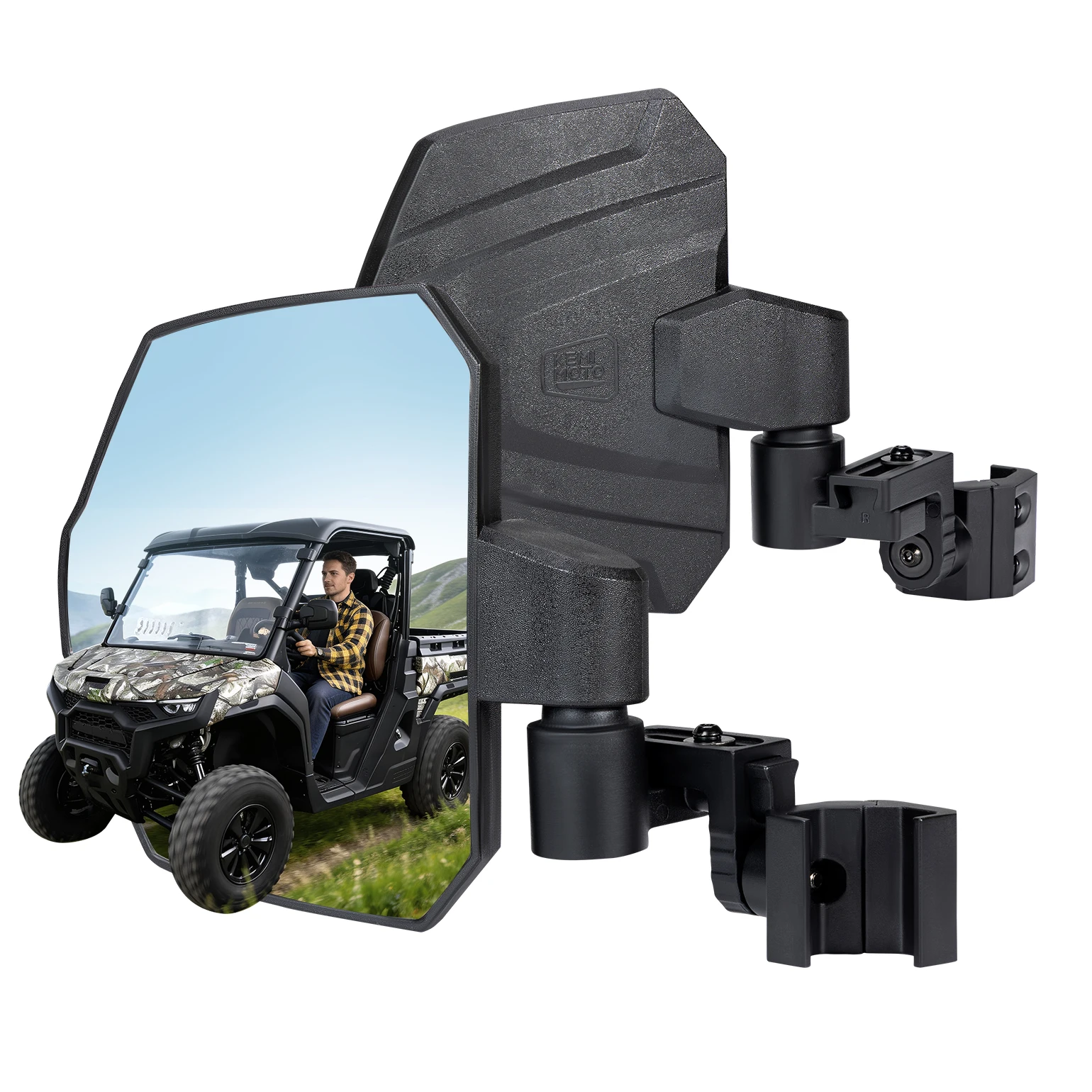 KEMIMOTO UTV Pro-Fit Cage Side Mirrors 2026 Upgraded Extendable for Polaris Ranger General for Can-Am Defender for CFMOTO UForce
