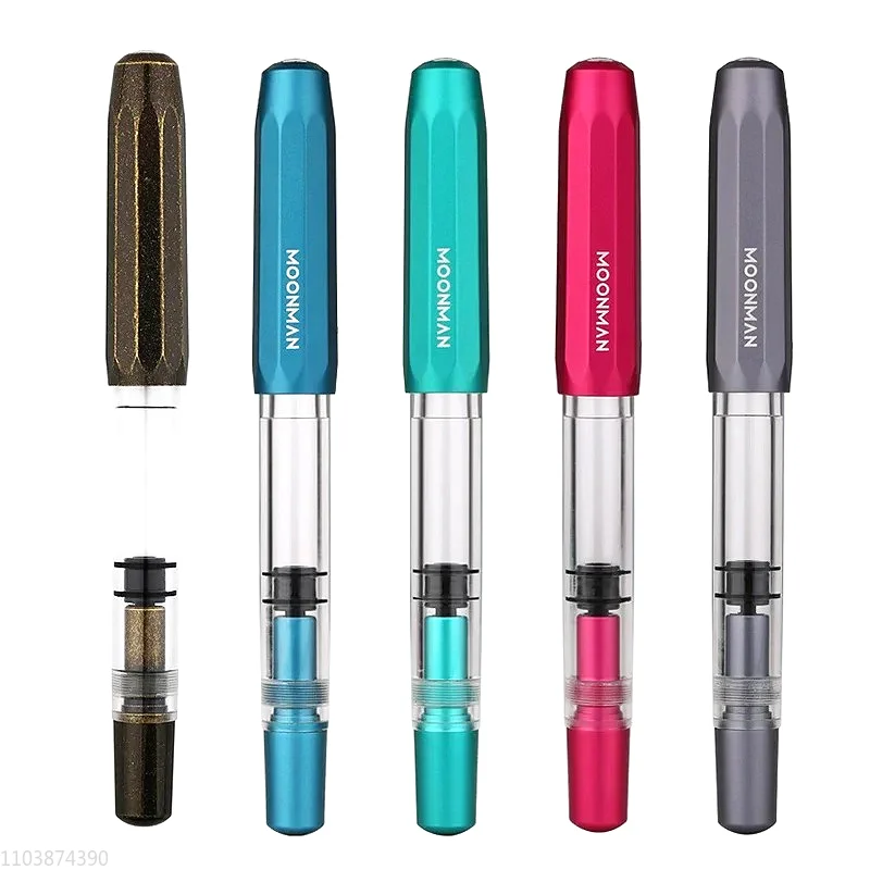 MAJOHN T1 Acrylic Metal Fountain Pen Resin PistonTransparent Leak Proof Large Capacity Fine F Ink Pen Smooth Writing Stationery