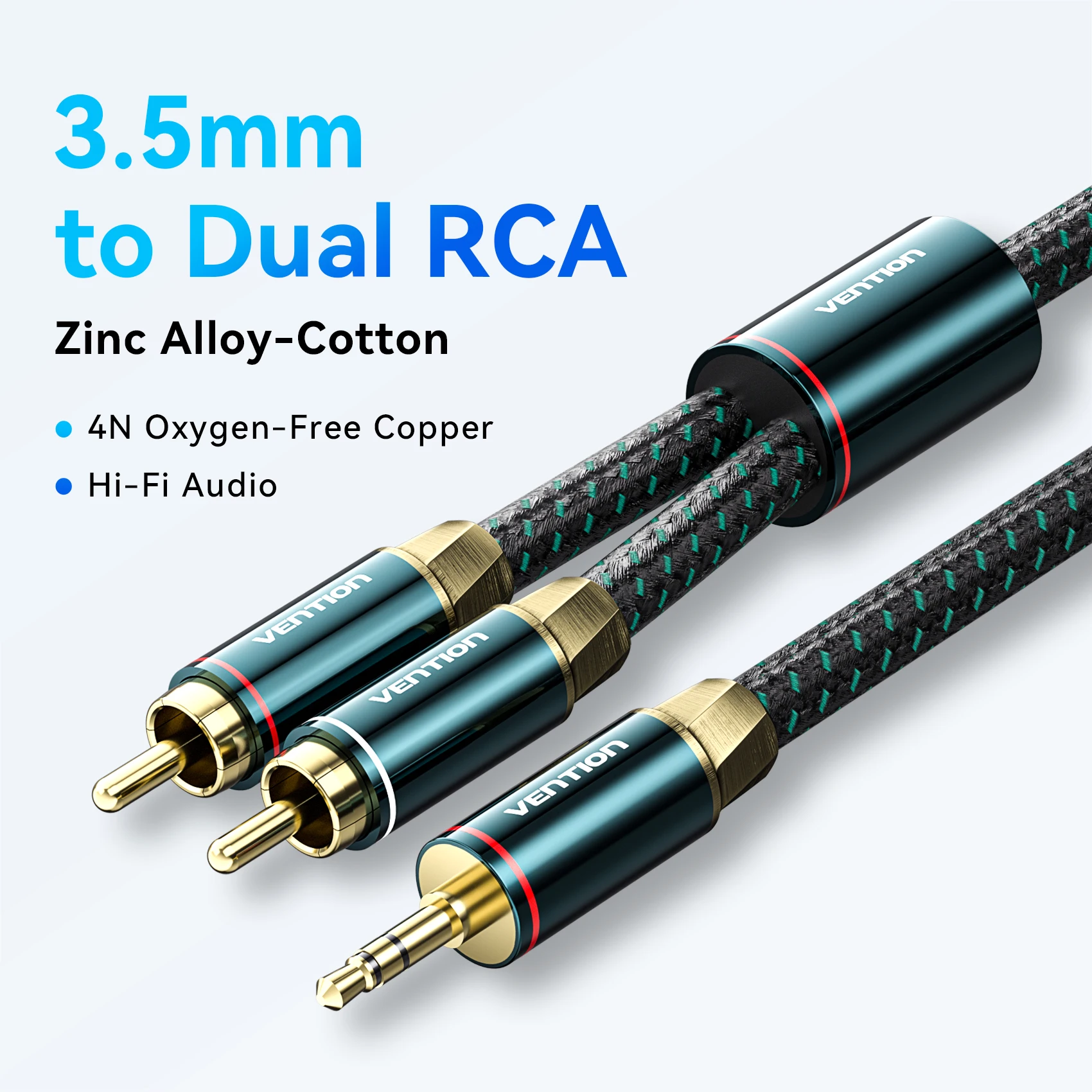 Ventie RCA Kabel 2RCA naar 3.5mm Hi-Fi Vertind Gevlochten RCA naar AUX Audio Kabel Voor DJ Controller luidspreker Draaitafel TV Auto Stereo