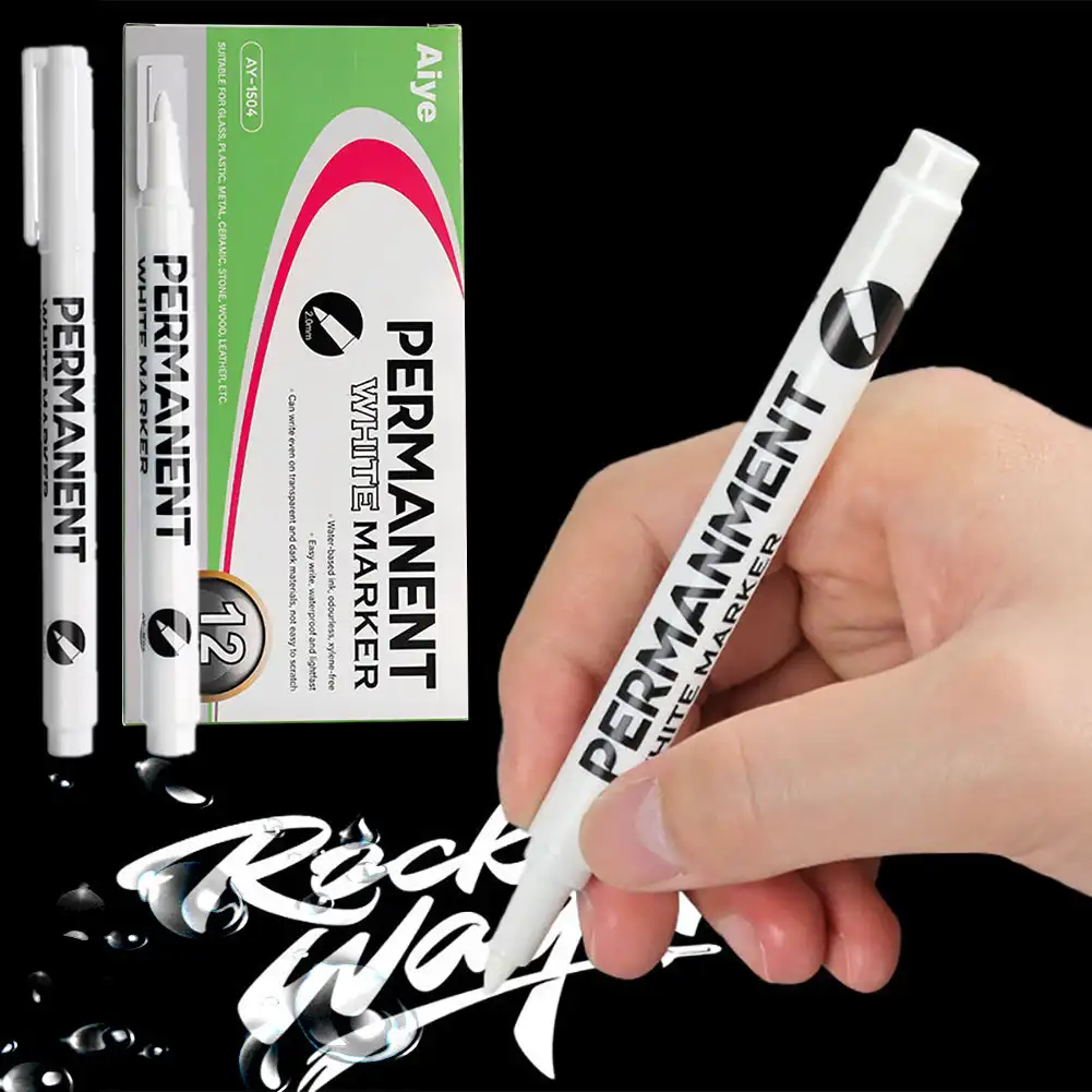 1/12Pcs Marker Pens 1.0mm Oily Waterproof Paint Pen for Canva Tire Glass Rock Metal DIY Graffiti Sketching Markers Stationery