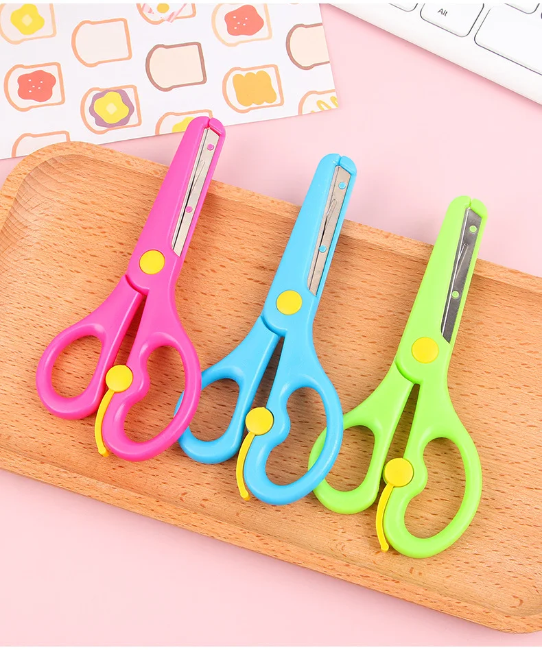 Safty Scissors for Kids Student DIY Paper Scissors 122mm With Sleeve Cutting Tool Stationery