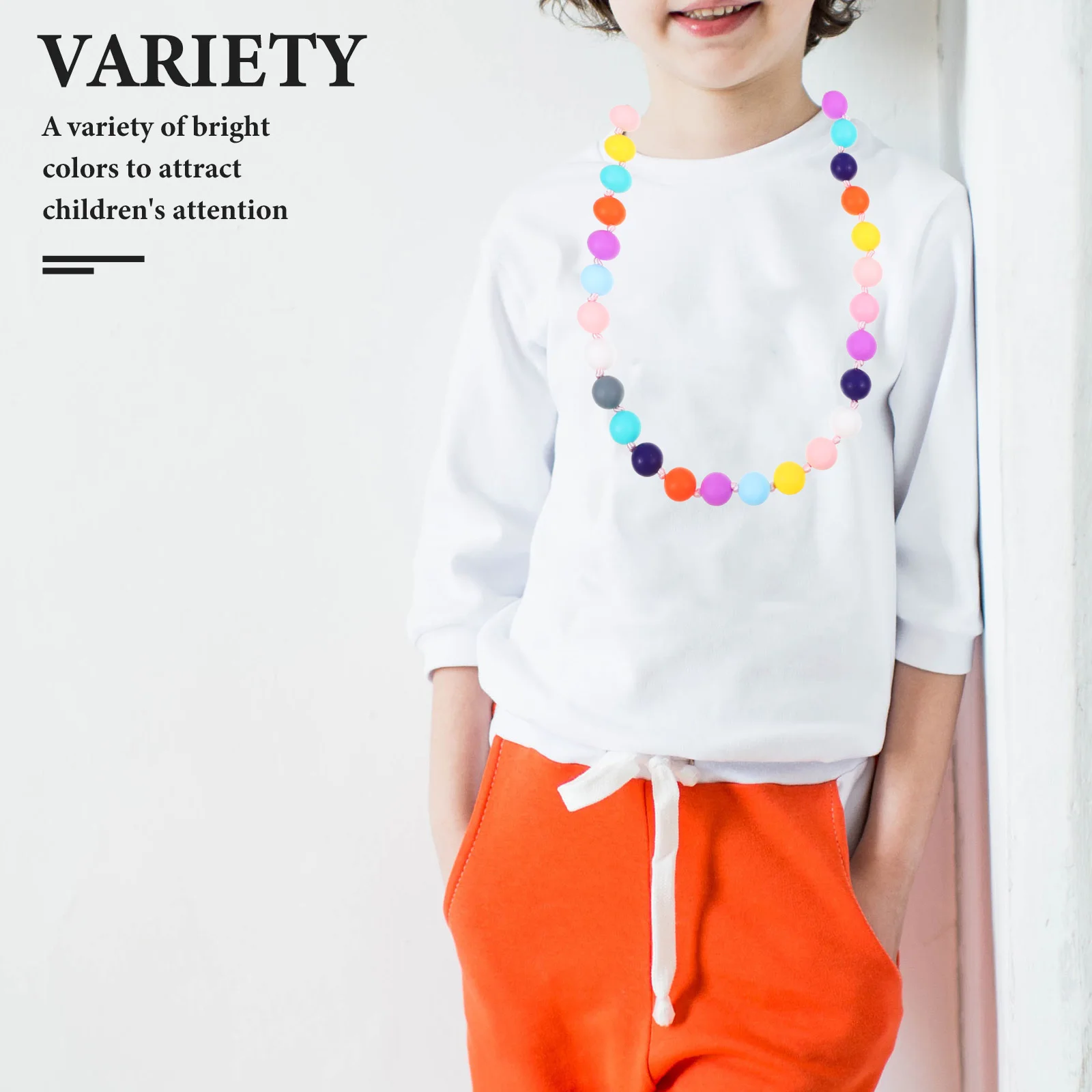 

Sensory Silicone Chew Necklace Comfortable Teething Relief Colorful Durable Kids Baby Toddler Necklace Sensory Rainbow Chewing