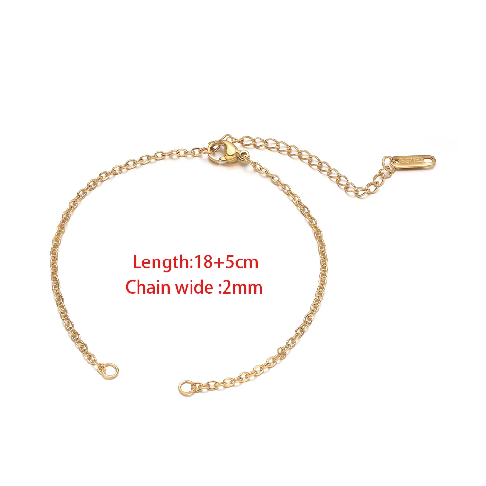 5 Stück Edelstahl Verstellbare Flachketten mit Verlängerungskette DIY Armbänder Fußkettchen Verbinder Anhänger Schmuckherstellung Bastelbedarf – Detail 2