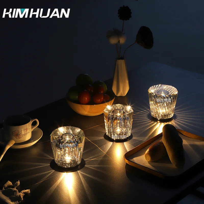 Scandinavian Battery Lamp children's Table Light Crystal Table Lamp Desk Decoration Lamp Bedroom Room Lamp LED USB Chargeable