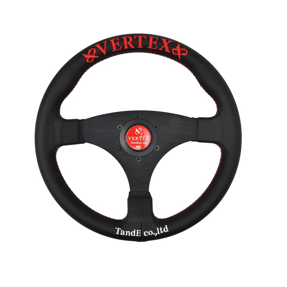 

VERTEX 320mm 13Inch Flat Black Steering Wheel Leather Embroidery Modified Steering Wheel With Red Stitch