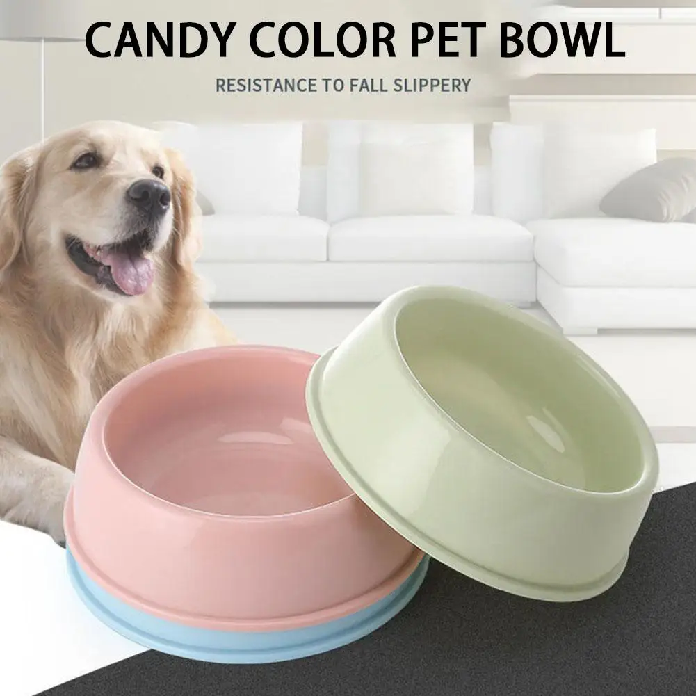 1pcs Cute multi-function candy colored plastic dog bowl supplies feeder puppy water pet feeding bowl cat feeding N8Y7