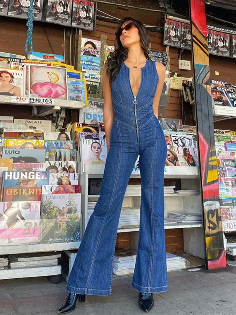 

Модные джинсовые комбинезоны для женщин: летняя одежда с вырезом в форме сердца, без спинки, прямые джинсовые ромперы, цельные комбинезоны, наряды-комбинезоны