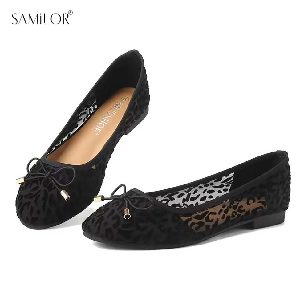 

Samilor Woman Bow-Knot Lace Flats Loafers Mesh Ballerina Non-Slip Pregnant Shoes Women Espadrilles Light Breathable Moccasins